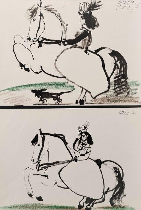 Pablo Picasso (1881-1973) - Jacqueline a caballo IX  -, Antiquités & Art, Antiquités | Autres Antiquités