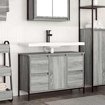 vidaXL Wastafelkast met lades 90x34,5x60 cm grijs Sonoma, Huis en Inrichting, Verzenden, Nieuw
