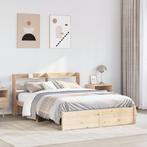 vidaXL Bedframe met hoofdbord massief grenenhout 160x200 cm, Verzenden, Nieuw
