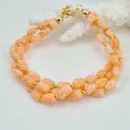 Corail - Argent, Plaqué or - Bracelet - Corallo Rosa Antico