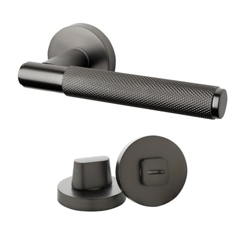 Deurklink Luxor antraciet grijs met WC sluiting, Doe-het-zelf en Bouw, Hang- en Sluitwerk, Klink of Kruk, Nieuw, Overige materialen