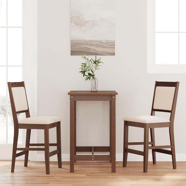 vidaXL Barkrukken met kussens 2 stuks Bruin massief hout, Huis en Inrichting, Barkrukken, Nieuw, Verzenden