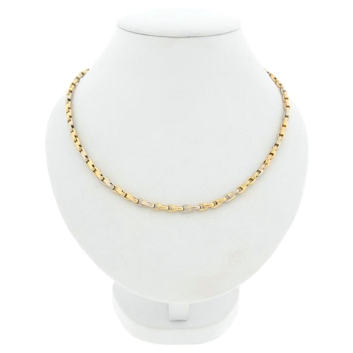 Massief bicolor gouden fantasie schakel ketting | 51,5 cm, Handtassen en Accessoires, Kettingen, Overige kleuren, Gebruikt, Goud