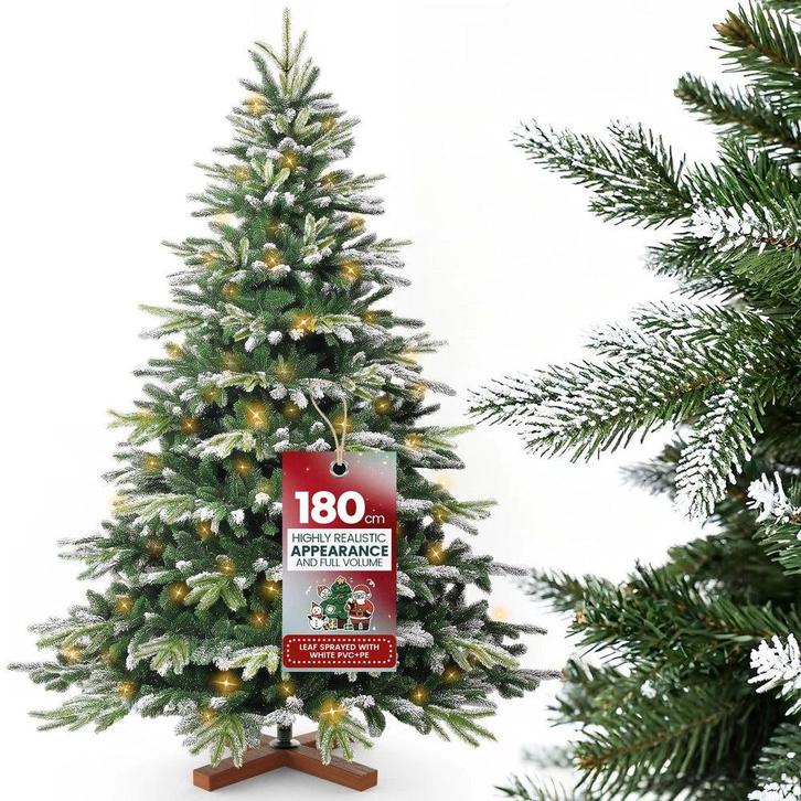 Kerstboom met sneeuw - Kunstkerstboom - 180 cm - Met standaa, Diversen, Kerst, Nieuw, Verzenden