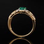 Ring - 14 karaat Geel goud Smaragd - Diamant, Handtassen en Accessoires, Ringen, Nieuw