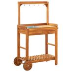 vidaXL Keukentrolley 92x43,5x141,5 cm massief acaciahout, Huis en Inrichting, Keuken | Keukenbenodigdheden, Verzenden, Nieuw