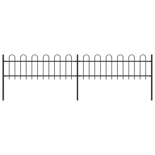 vidaXL Tuinhek met ringtop staal 359x60 cm zwart, Tuin en Terras, Tuinhekken en Hekwerk, Nieuw, Verzenden