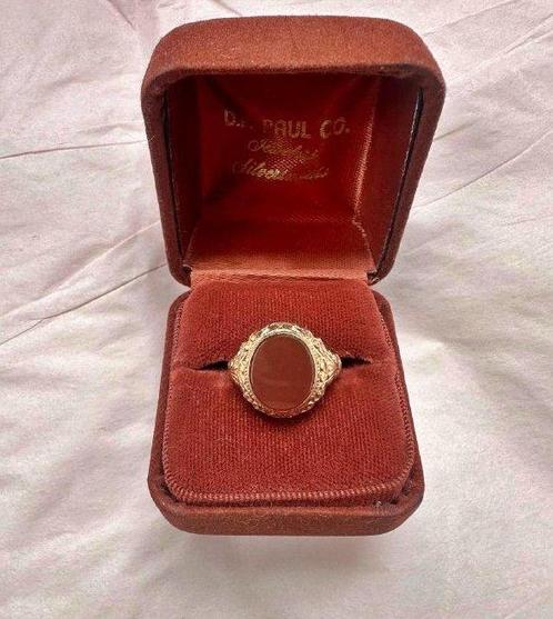 Bague - 14 carats Or jaune Cornaline, Handtassen en Accessoires, Ringen