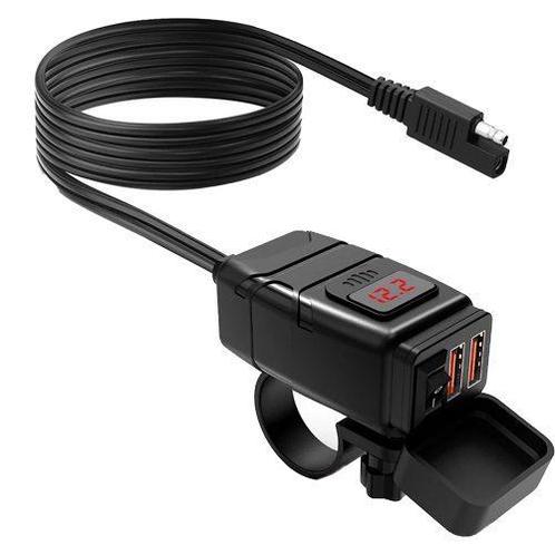 Motorfiets Dual USB Stopcontact met schakelaar - QC3.0 -, Doe-het-zelf en Bouw, Elektriciteit en Kabels, Nieuw