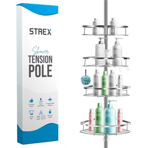 Strex Telescopisch Doucherek RVS - Verstelbaar 70-275 cm - 4, Maison & Meubles, Salle de bain | Linge de bain & Accessoires, Envoi