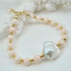 Koraal - Zilver, Verguld - Armband - Roze koraal en parel