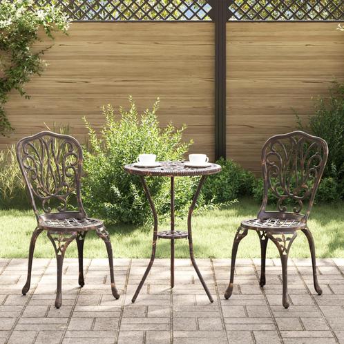vidaXL 3-delige tuin bistro set - bronzen gietaluminium, Tuin en Terras, Tuinsets en Loungesets, Nieuw, Verzenden