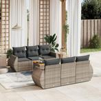 vidaXL 7-delige Loungeset met kussens poly rattan grijs, Verzenden, Nieuw, Loungeset