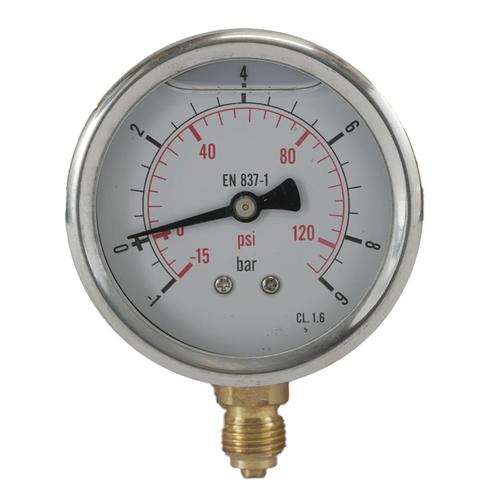 1..9 Bar Glycerine Manometer RVS/Messing 63 mm Klasse 1.6, Doe-het-zelf en Bouw, Overige Doe-Het-Zelf en Bouw, Verzenden