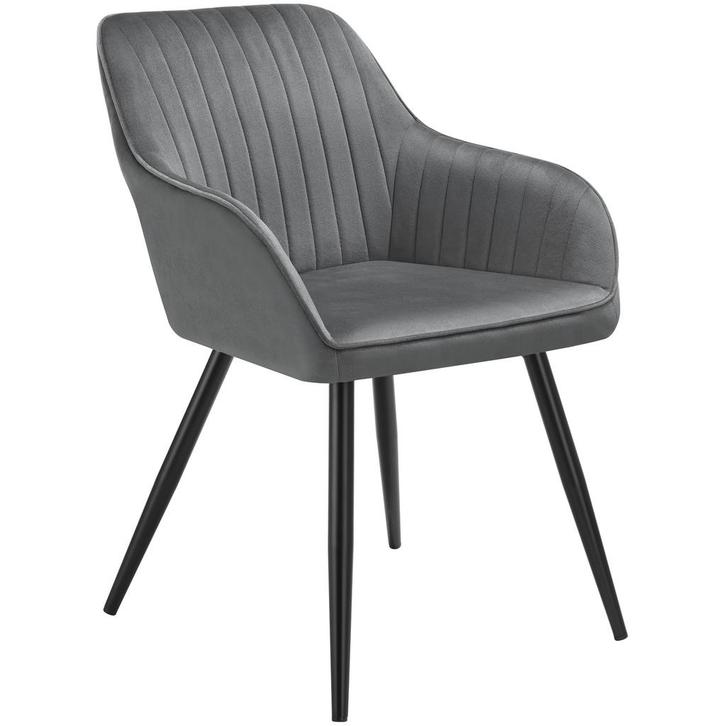 tectake Stoel Marilyn, fluweeloptiek, gestikt - grijs / zwar, Huis en Inrichting, Stoelen, Verzenden