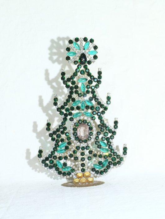 Kerstbeeldje - Verguld messing - Cristalli Swarovki, Antiek en Kunst, Curiosa en Brocante