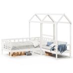 vidaXL Kinderbed met huisje en bankje massief grenenhout wit, Huis en Inrichting, Slaapkamer | Bedden, Verzenden, Nieuw