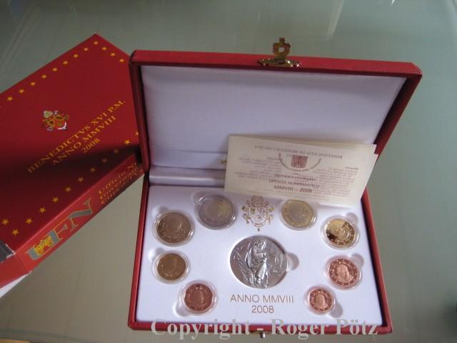 3,88 Euro Vatikan munten set 1 Cent bis 2 Euro 2008 mit P..., Postzegels en Munten, Munten | Europa | Euromunten, België, Verzenden