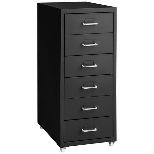 tectake Rolcontainer van metaal 41x28x69cm - zwart, Huis en Inrichting, Kasten | Roldeurkasten en Archiefkasten, Verzenden