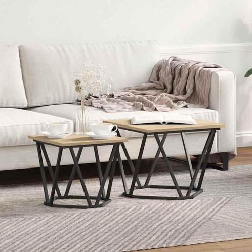 vidaXL Bijzettafelset 2 pcs Sonoma eiken 50 x 50 x 40 cm, Huis en Inrichting, Tafels | Salontafels, Nieuw, Verzenden
