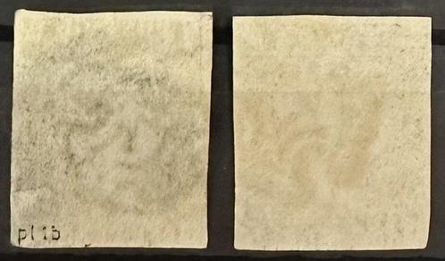 Groot-Brittannië - Penny Black, 2 zeer mooie exemplaren, Postzegels en Munten, Postzegels | Europa | UK