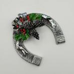 Grande ferro di cavallo natalizio con agrifoglio rivestito, Antiek en Kunst