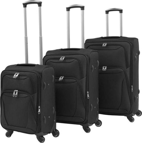 vidaXL Trolleyset zwart 3-delig, Caravans en Kamperen, Kampeeraccessoires, Zo goed als nieuw, Verzenden