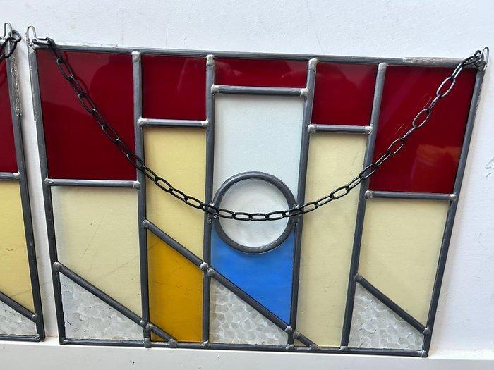 Modern Glas-in-loodraam (2) - 2000-2010 - Glas lood Piet, Antiquités & Art, Curiosités & Brocante