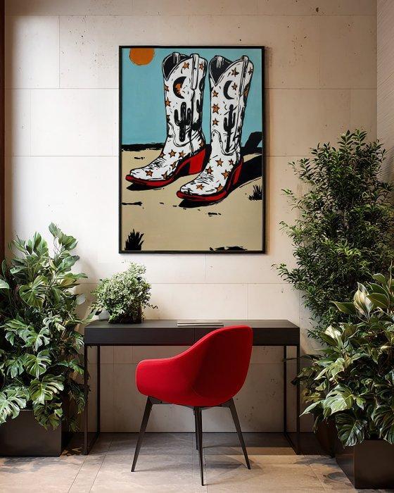 Flavia Delgado - COWBOY BOOTS XL, Antiek en Kunst, Kunst | Schilderijen | Modern