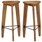 vidaXL Tabourets de bar lot de 2 bois dacacia massif, Maison & Meubles, Tabourets de bar, Verzenden, Neuf