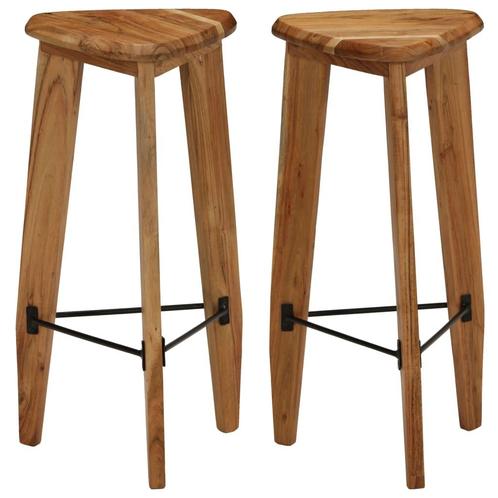 vidaXL Tabourets de bar lot de 2 bois dacacia massif, Maison & Meubles, Tabourets de bar, Neuf, Envoi