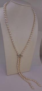 Halsketting 7x7,5mm Double Akoya parels, Zilver, Nieuw