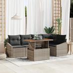 vidaXL 6-delige tuinset met kussens in grijs poly rattan en, Verzenden, Nieuw