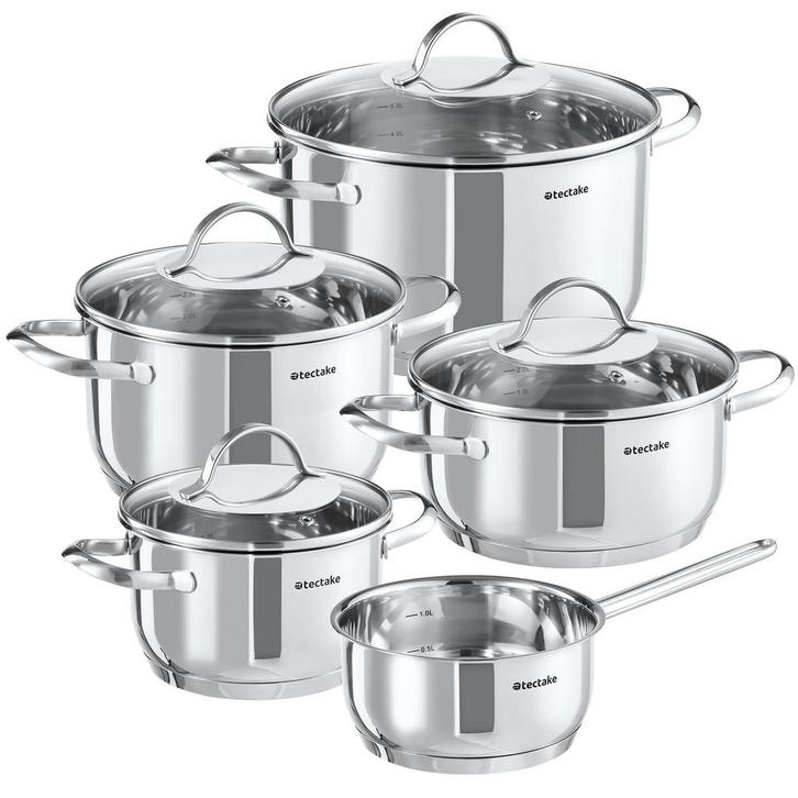 tectake Kookpottenset Bologna II 9-dlg., geschikt voor induc, Tuin en Terras, Overige Tuin en Terras, Verzenden