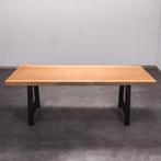 Boomstamtafel, Eettafel 250x100 massief hardhout, metaalpoot, Overige houtsoorten, Robuust Modern, Vijf personen of meer, Rechthoekig