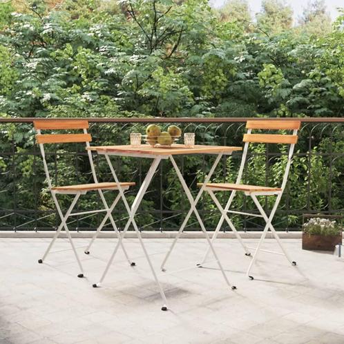 vidaXL 3-delige Bistroset inklapbaar massief acaciahout en, Tuin en Terras, Tuinsets en Loungesets, Nieuw, Verzenden