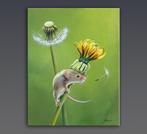 Gala - Mouse & dandelions painting - Flying seed, Antiek en Kunst