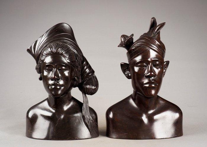 een paar, man en vrouw - Bali - Indonesië (Zonder, Antiek en Kunst, Kunst | Niet-Westerse kunst