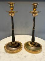 Kaarsenhouder (2) - Gepatineerd brons, Verguld brons -