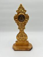 Relikwie - Hout, gouden cartouche - 1850-1900 - Ex Spinea, Antiek en Kunst