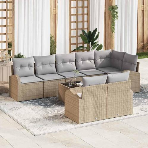 vidaXL Tuinbank Set met kussen 9 pcs Beige 55 x 55 x 37 cm, Tuin en Terras, Tuinsets en Loungesets, Nieuw, Verzenden