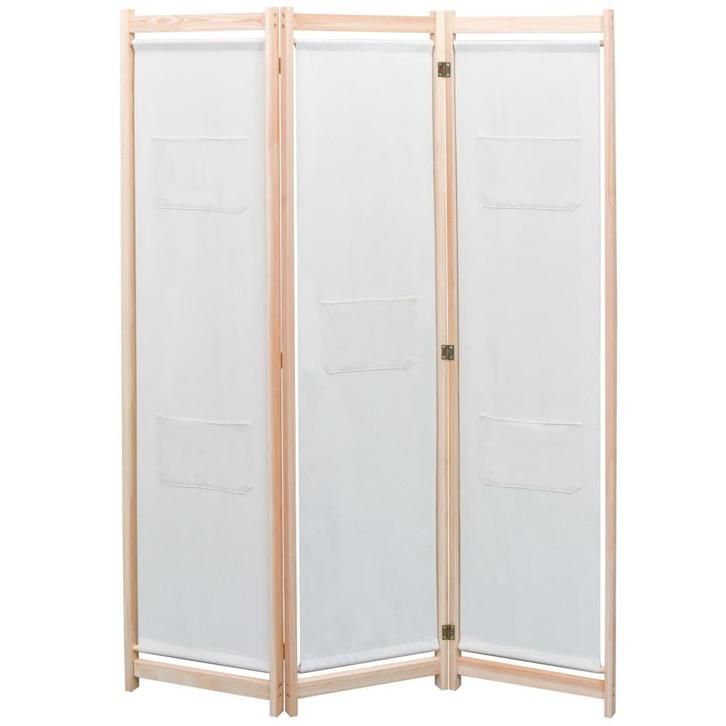 vidaXL Kamerscherm met 3 panelen 120x170x4 cm stof crème, Huis en Inrichting, Woonaccessoires | Overige, Nieuw, Verzenden