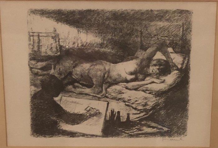 Salvatore Fiume (1915-1997) - Pittore e modella, Antiek en Kunst, Antiek | Overige Antiek