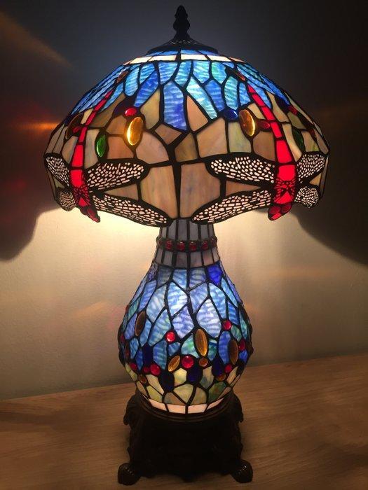 Tiffany stijl tafellamp Studio - Baby Blue Dragonfly met 2, Antiek en Kunst, Kunst | Designobjecten