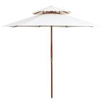 vidaXL Dubbeldekker parasol 270x270 cm houten paal crèmewit, Nieuw, Verzenden