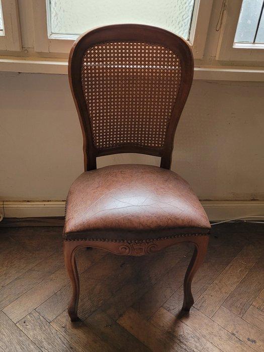 Louis XV Stil Stuhl – Wiener Geflecht – Holz und Leder -, Antiquités & Art, Curiosités & Brocante