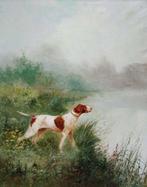 Emile Godchaux (1860-1938) - Hunting dog in search of ducks, Antiek en Kunst