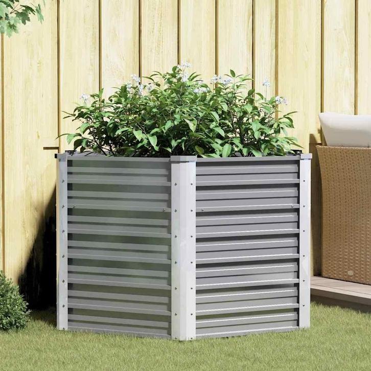 vidaXL Plantenbak verhoogd 129x129x77 cm gegalvaniseerd, Tuin en Terras, Bloempotten, Nieuw, Verzenden