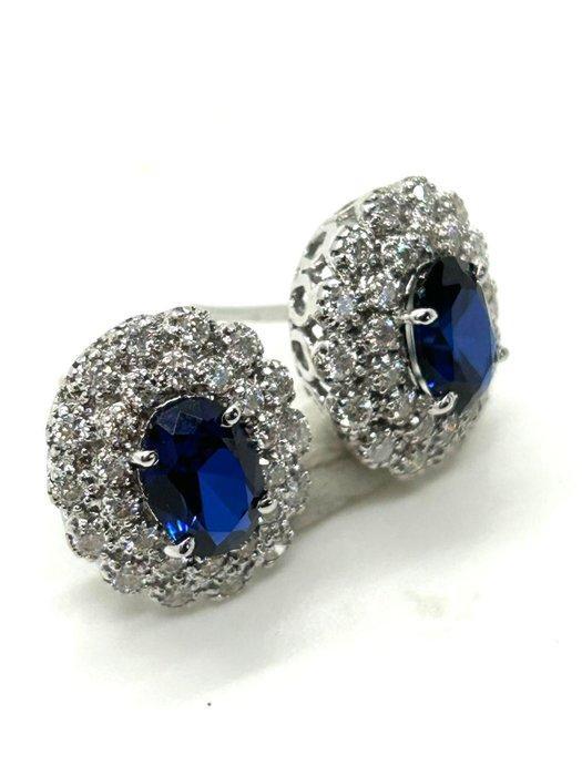 Zonder Minimumprijs - Ring - 18 karaat Witgoud Saffier -, Handtassen en Accessoires, Ringen