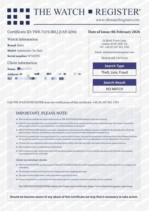 Rolex - Submariner No Date - Zonder minimumprijs - Ref., Bijoux, Sacs & Beauté, Montres | Hommes